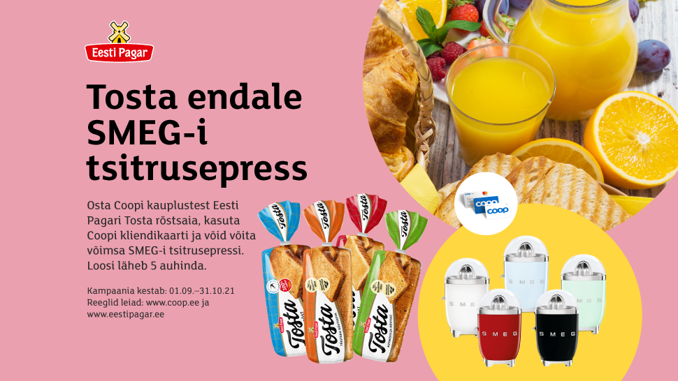 VÕITJAD ON SELGUNUD! Eesti Pagar Tosta kampaania 01.09-31.10