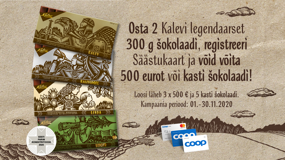 VÕITJAD ON SELGUNUD! Kalevi šokolaadide kampaania 01.11-30.11