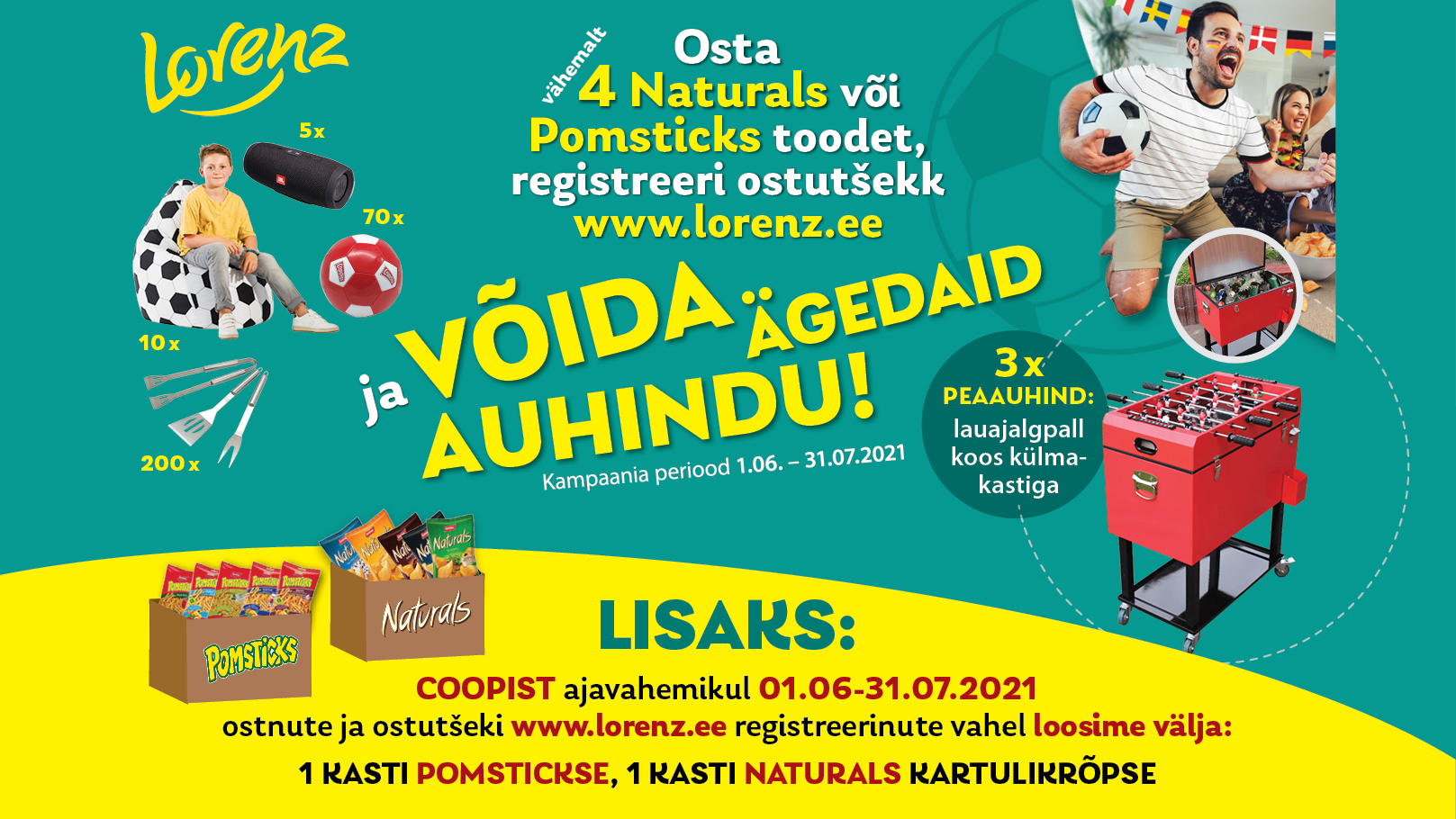 VÕITJAD ON SELGUNUD! Lorenz Naturals ja Pomsticks kampaania 01.06-31.07