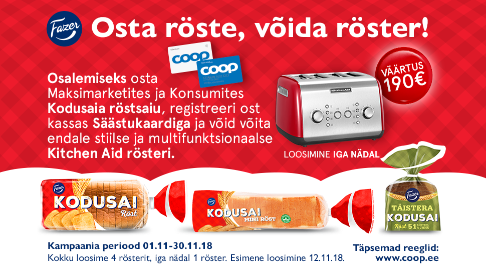 VÕITJAD ON SELGUNUD! Fazer röstsaia kampaania 01.11-30.11