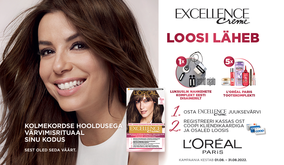 VÕITJAD ON SELGUNUD! L'Oreal Paris Excellence kampaania 01.08-31.08.2022