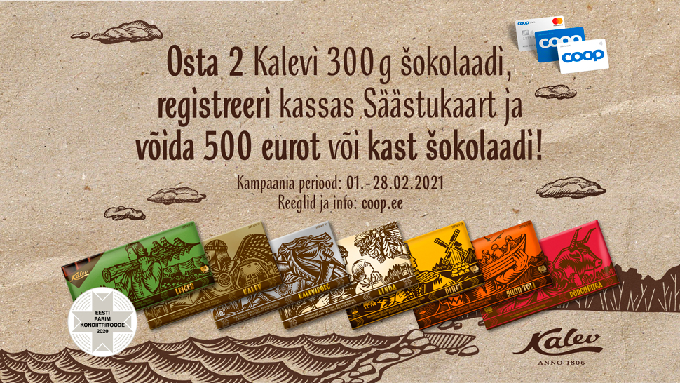 VÕITJAD ON SELGUNUD! Kalev šokolaadide kampaania 01.02-28.02