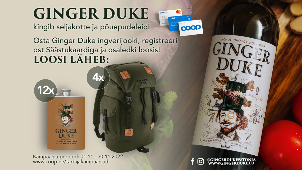VÕITJAD ON SELGUNUD! Ginger Duke kampaania 1.11-30.11