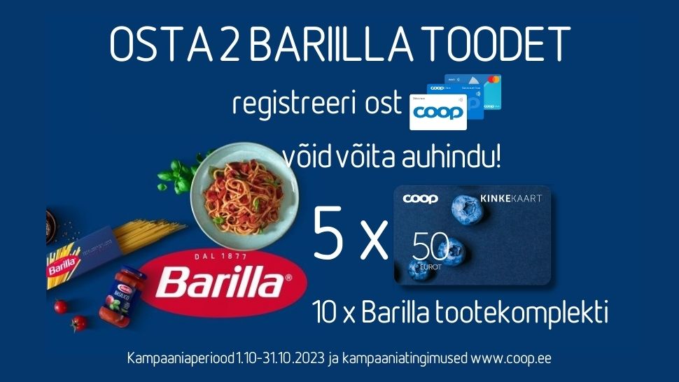 VÕITJAD ON SELGUNUD! Barilla kampaania 01.10.-31.10.2023