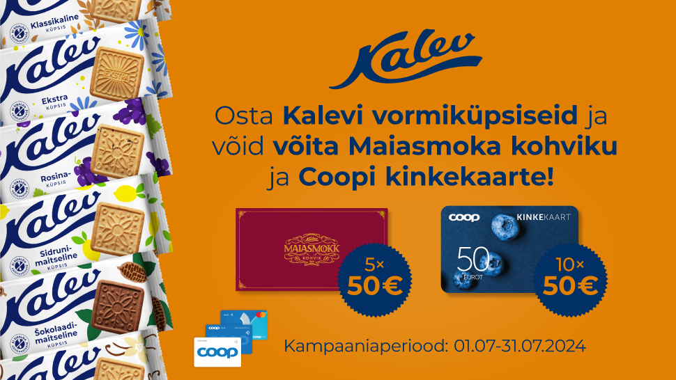 VÕITJAD ON SELGUNUD! Kalevi vormiküpsiste kampaania 01.07.-31.07.2024