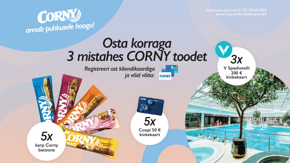 VÕITJAD ON SELGUNUD! Corny kampaania 01.03.-30.04.2024