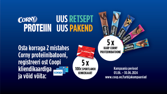 VÕITJAD ON SELGUNUD! CORNY Protein Power kampaania 01.06 - 30.06.2024