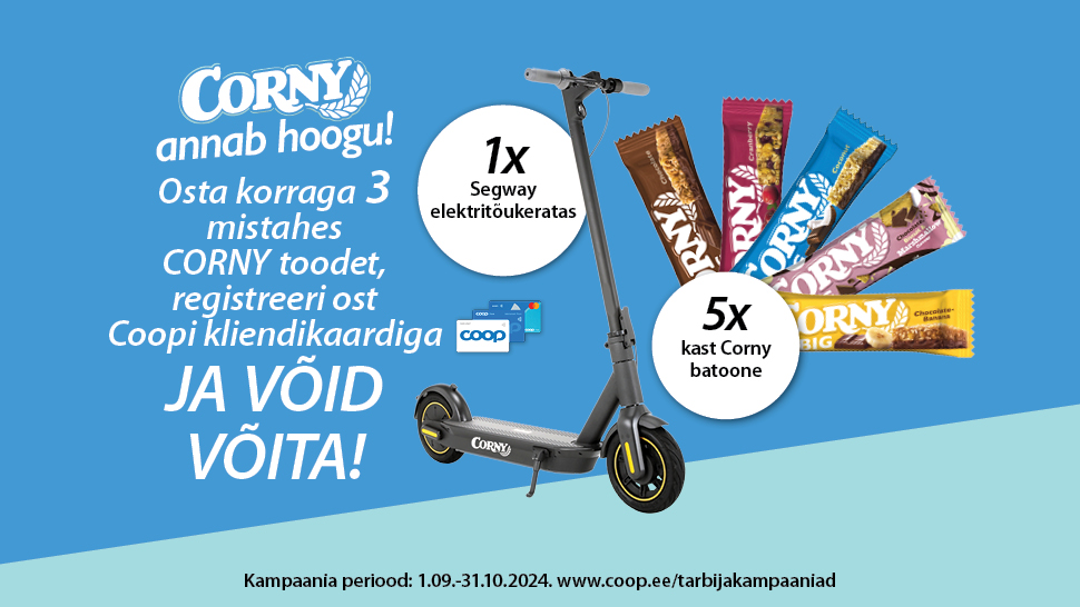 VÕITJAD ON SELGUNUD! „CORNY annab hoogu" kampaania 01.09.-31.10.2024