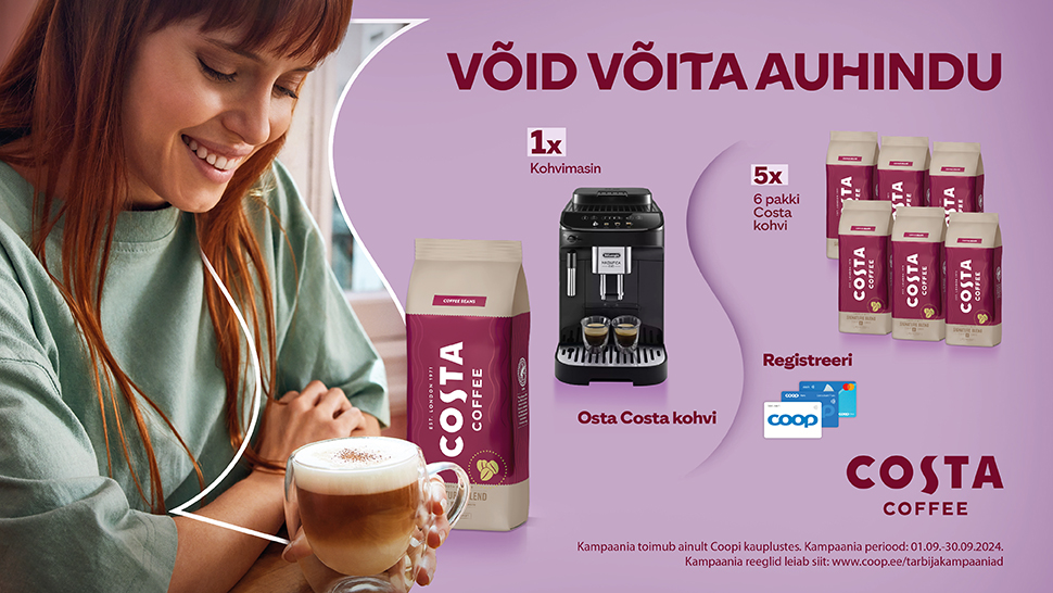 VÕITJAD SELGUNUD! DeLonghi ja Costa Coffee kampaania 01.09.-30.09.2024