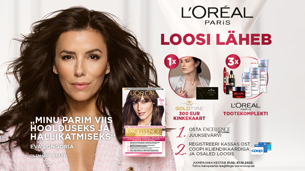 VÕITJAD ON SELGUNUD! L’Oreal Excellence juuksevärvi kampaania 01.10.-31.10.2023