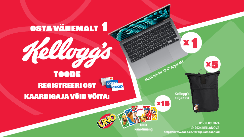 VÕITJAD ON SELGUNUD! Kellogg’s kampaania 01.09.-30.09.2024