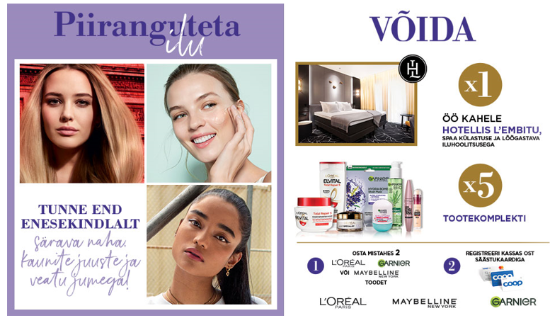 VÕITJAD ON SELGUNUD! L’Oréal Paris, Garnier, Maybelline New York kampaania 01.09-30.09