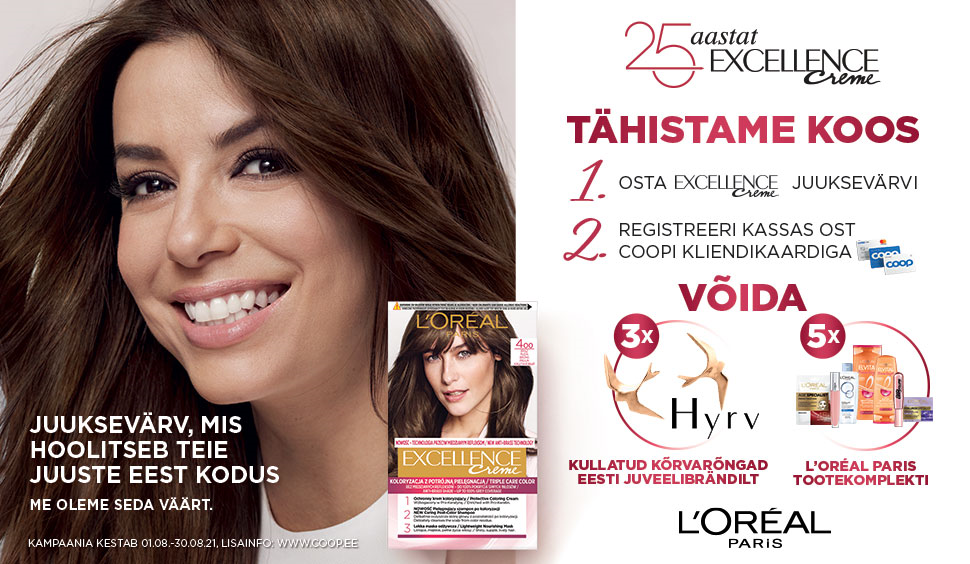 VÕITJAD ON SELGUNUD! L’Oréal Paris Excellence kampaania 01.08-30.08