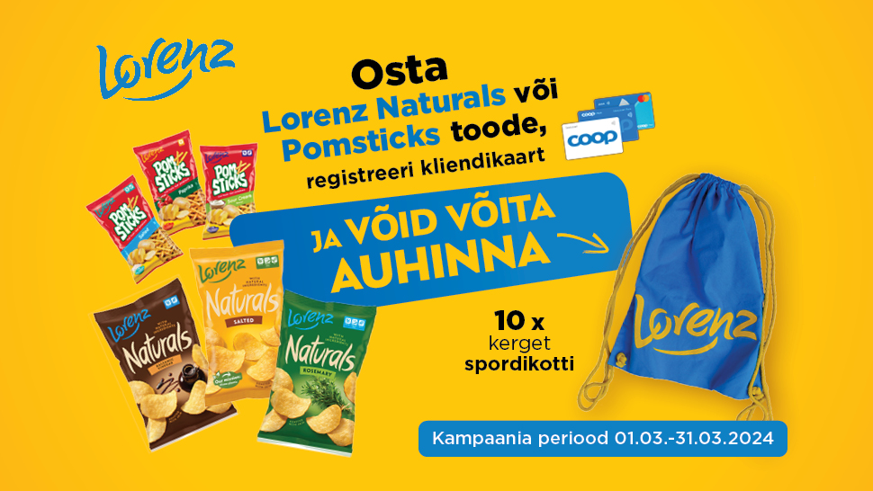 VÕITJAD ON SELGUNUD! LORENZ Naturals ja Pomsticks kampaania 01.03.-31.03.2024