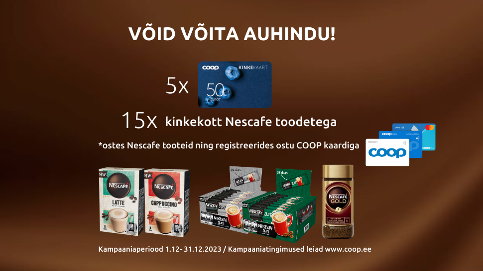 VÕITJAD ON SELGUNUD! Nescafe kampaania 01.12.-31.12.2023