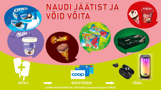 VÕITJAD ON SELGUNUD! „Osta 2 jäätist ja võid võita“ kampaania 18.06-29.07.2024