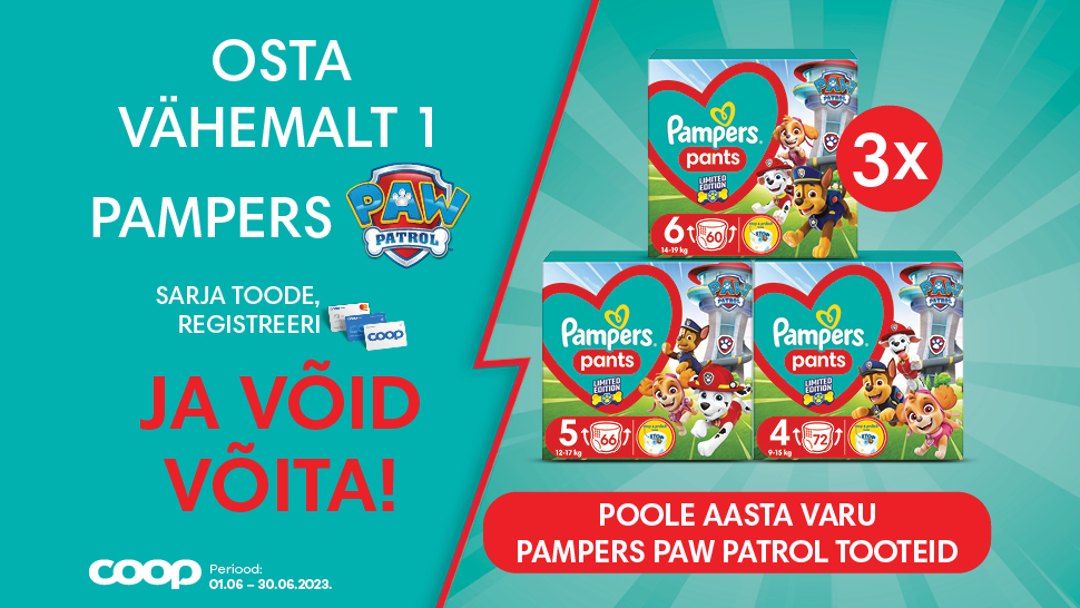 VÕITJAD ON SELGUNUD! Pampers Paw Patrol kampaania 01.06-30.06.2023