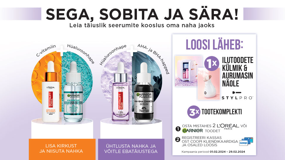 VÕITJAD ON SELGUNUD! L’Oréal Paris ja Garnier kampaania 01.02.-29.02.2024