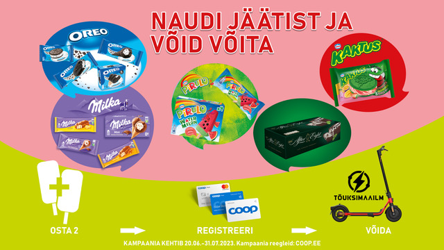 VÕITJA ON SELGUNUD! Oreo, Milka, Kaktus ja Pirulo jäätiste kampaania 20.06.-31.07.2023