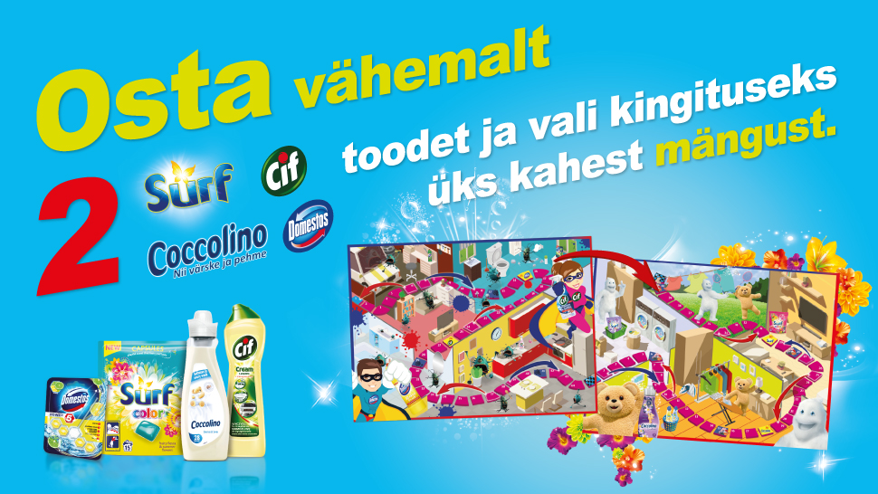 SURF, DOMESTOS, COCCOLINO ja CIF kampaania 17.01.-27.02.2018