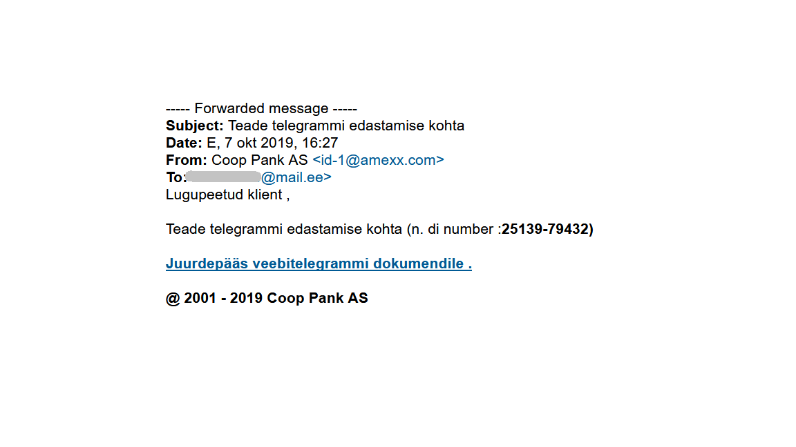 Coop Pank hoiatab petukirjade eest