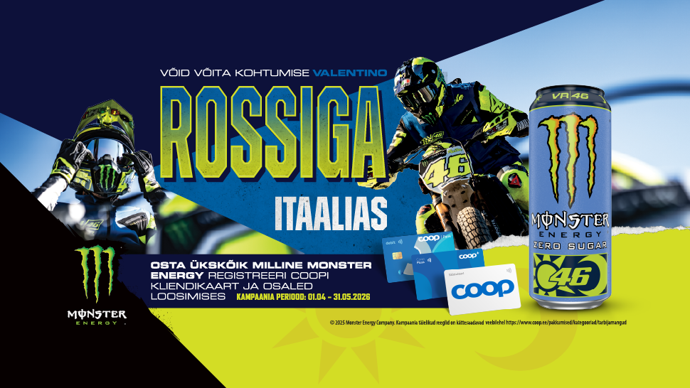 MONSTER energiajoogi „VÕIDA KOHTUMINE VALENTINO ROSSIGA ITAALIAS“  tarbijamäng 