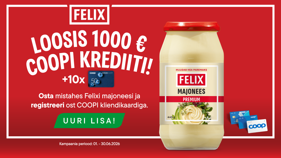 FELIX majoneesi „OSTA JA VÕIDA COOPI KREDIITI“ tarbijamäng