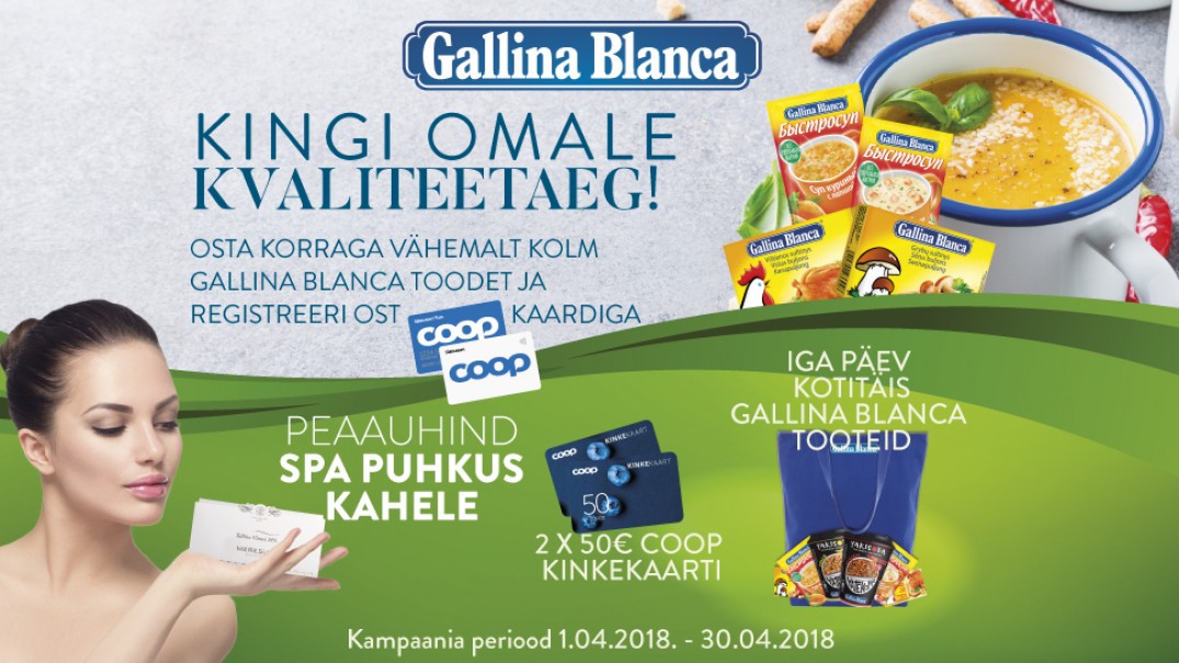 VÕITJAD ON SELGUNUD! Gallina Blanca kampaania 01.04.-30.04.2018