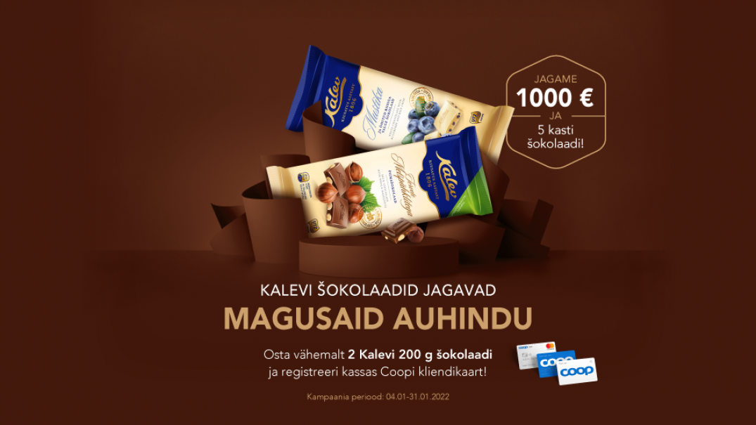 VÕITJAD ON SELGUNUD! Kalev 200 g šokolaadide kampaania 4.01.-31.01.2022