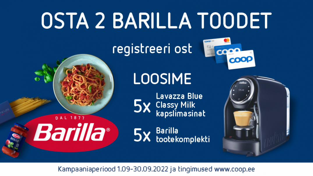 VÕITJAD ON SELGUNUD! Barilla kampaania 1.09.-30.09.2022