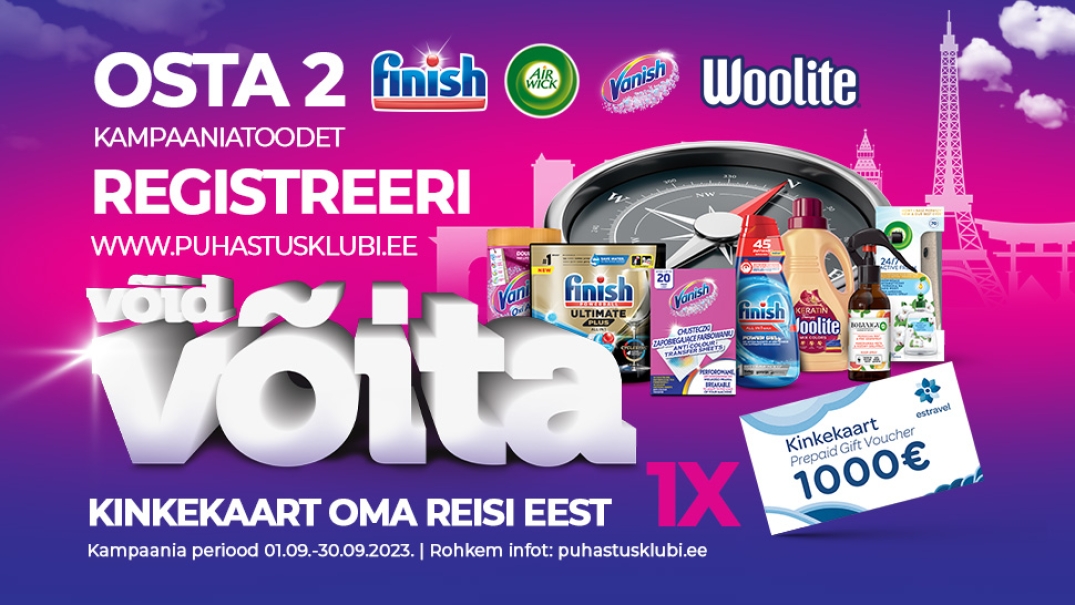 VÕITJA ON SELGUNUD! Finish, Air Wick, Vanish ja Woolite kampaania 01.09.-30.09.2023