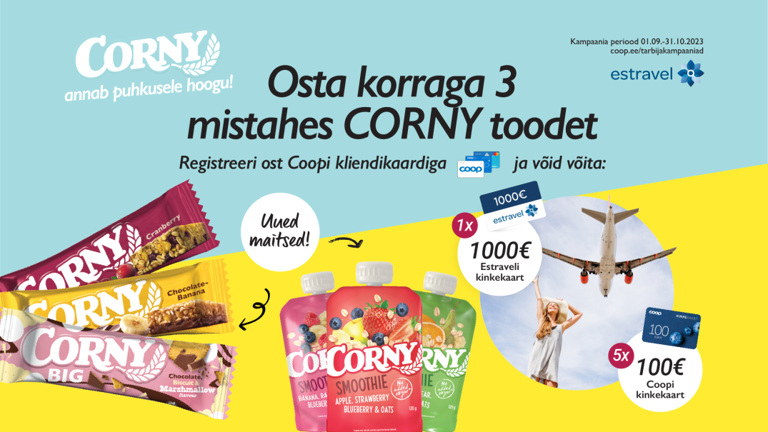 VÕITJAD ON SELGUNUD! Corny kampaania 01.09.-31.10.2023