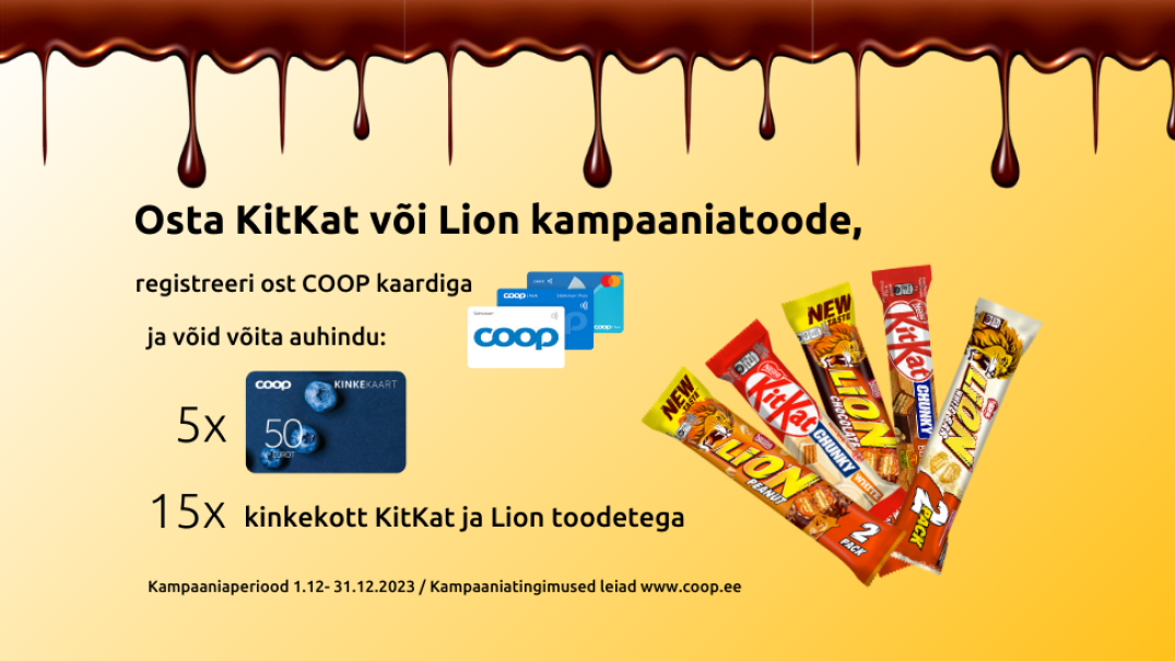 VÕITJAD ON SELGUNUD! Kitkat ja Lion kampaania 01.12.-31.12.2023