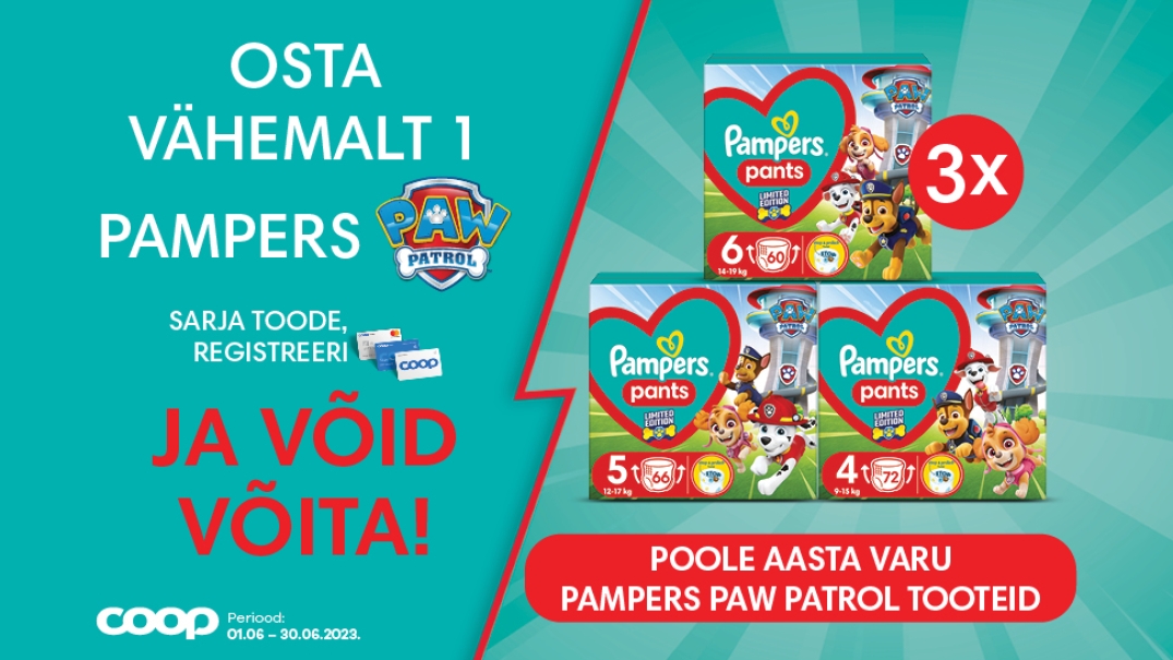 VÕITJAD ON SELGUNUD! Pampers Paw Patrol kampaania 01.06-30.06.2023