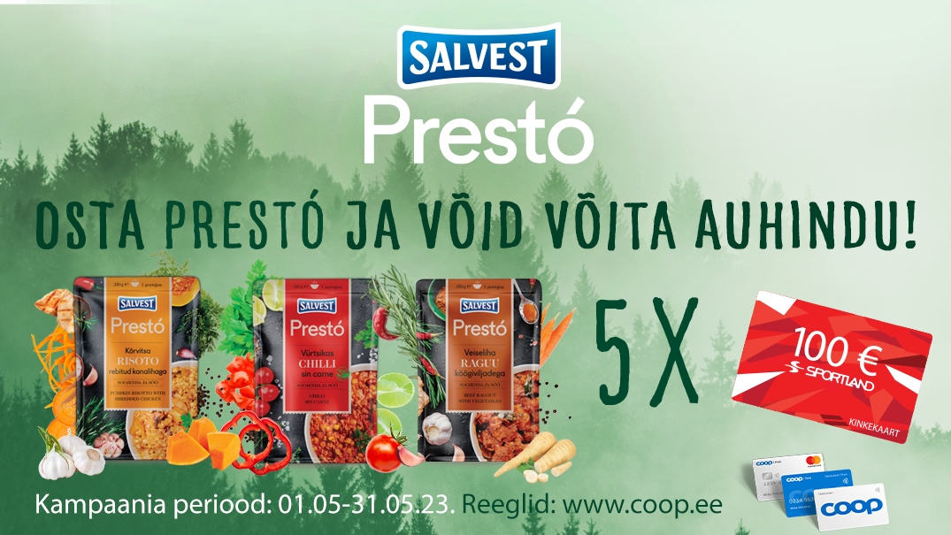 VÕITJAD ON SELGUNUD! Salvest Presto kampaania 1.05-31.05.2023