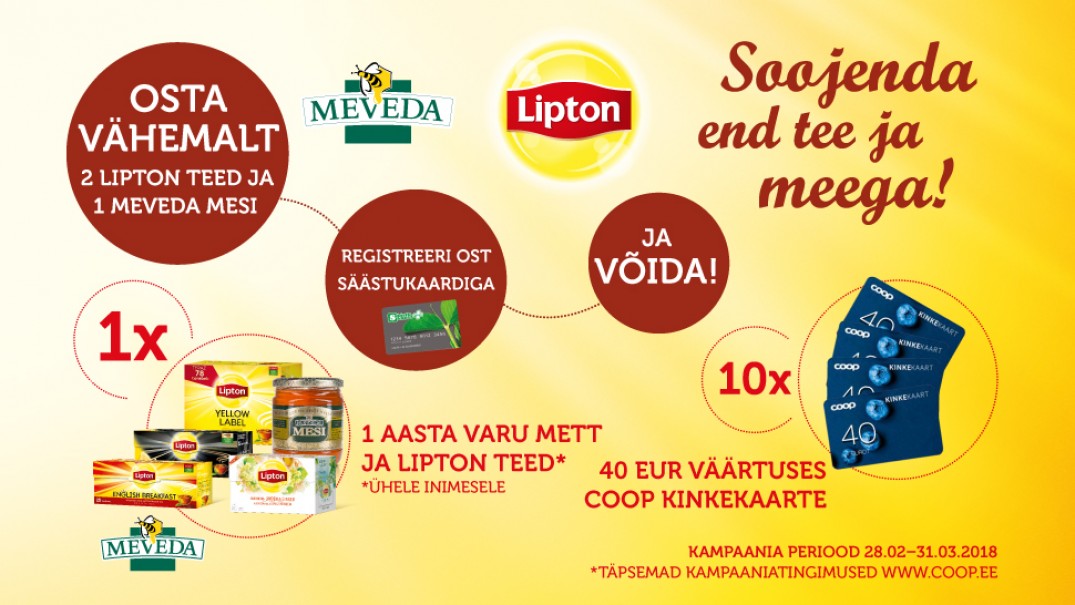 VÕITJAD ON SELGUNUD! Lipton-Meveda  kampaania 28.02.-31.03.2018