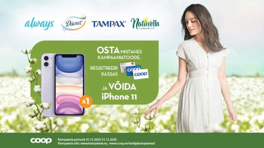 VÕITJA ON SELGUNUD! Always, Discreet, Tampax, Naturella kampaania 01.12-31.12