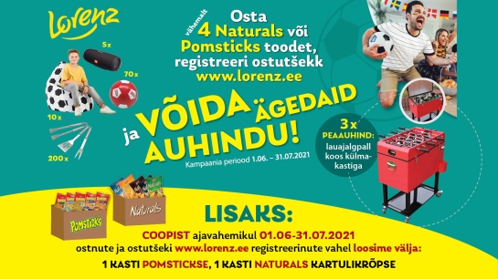 VÕITJAD ON SELGUNUD! Lorenz Naturals ja Pomsticks kampaania 01.06-31.07