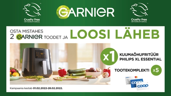 VÕITJAD ON SELGUNUD! Garnier Cruelty Free kampaania 1.02-28.02