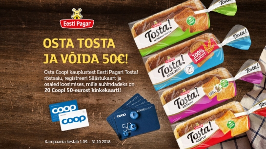 VÕITJAD ON SELGUNUD! Eesti Pagar Tosta kampaania 01.09–31.10