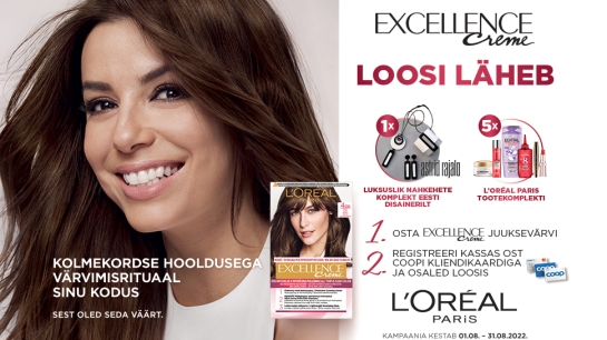 VÕITJAD ON SELGUNUD! L'Oreal Paris Excellence kampaania 01.08-31.08.2022