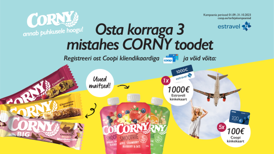 VÕITJAD ON SELGUNUD! Corny kampaania 01.09.-31.10.2023
