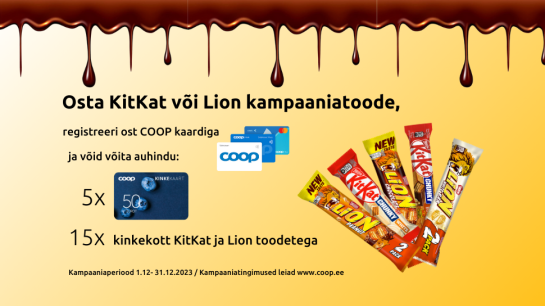 VÕITJAD ON SELGUNUD! Kitkat ja Lion kampaania 01.12.-31.12.2023