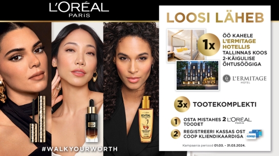VÕITJAD ON SELGUNUD! L’Oreal kampaania 01.03.-31.03.2024