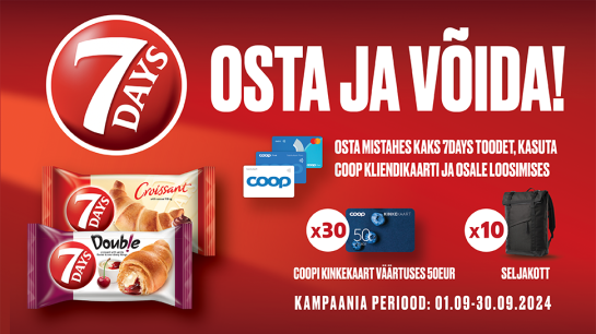 VÕITJAD ON SELGUNUD! 7Days kampaania 01.09-30.09.2024