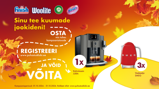 KAMPAANIA ON LÕPPENUD! Woolite, Vanish, Finish ja Air Wick kampaania 01.10-31.10.2024