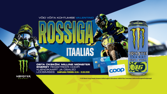MONSTER energiajoogi „VÕIDA KOHTUMINE VALENTINO ROSSIGA ITAALIAS“  tarbijamäng 