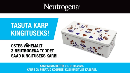 Neutrogena kinkekarp metallist 01.08-31.08.2025 tarbijamäng