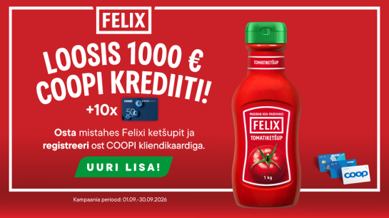 FELIX Ketšupi „OSTA JA VÕIDA COOPI KREDIITI“ tarbijamäng